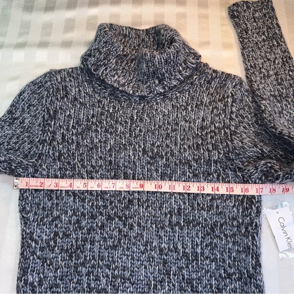 Calvin Klein Knit Turtleneck Chunky Sweater Sz XS NWT Artic Slate New Carbon - Picture 3 of 15